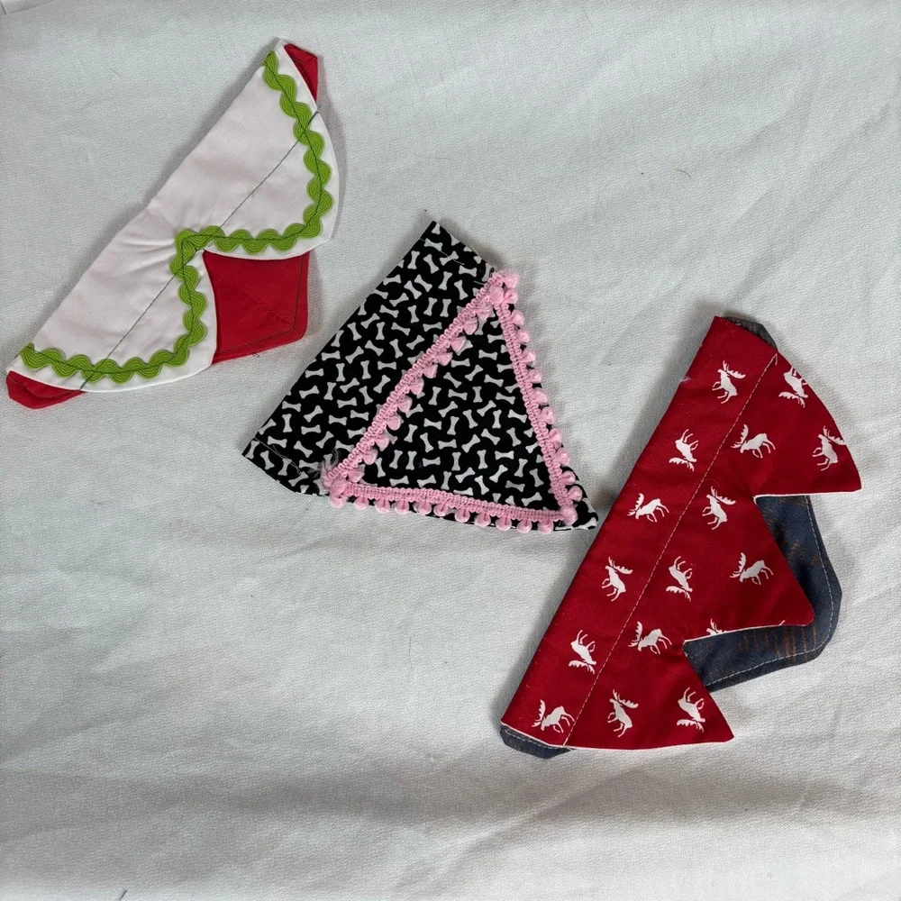 Handmade Christmas Dog Collar Bandanas‎ Set of 3 – Size Small 7